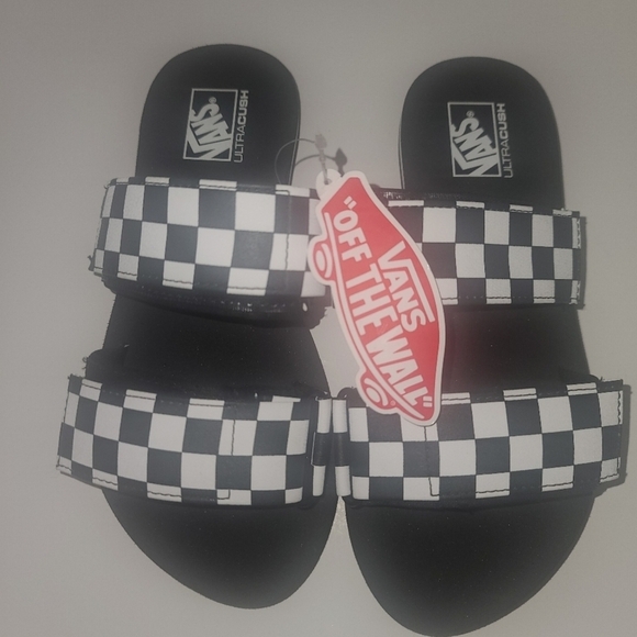 Vans Black and White Checkered Sandals - Picture 1 of 4